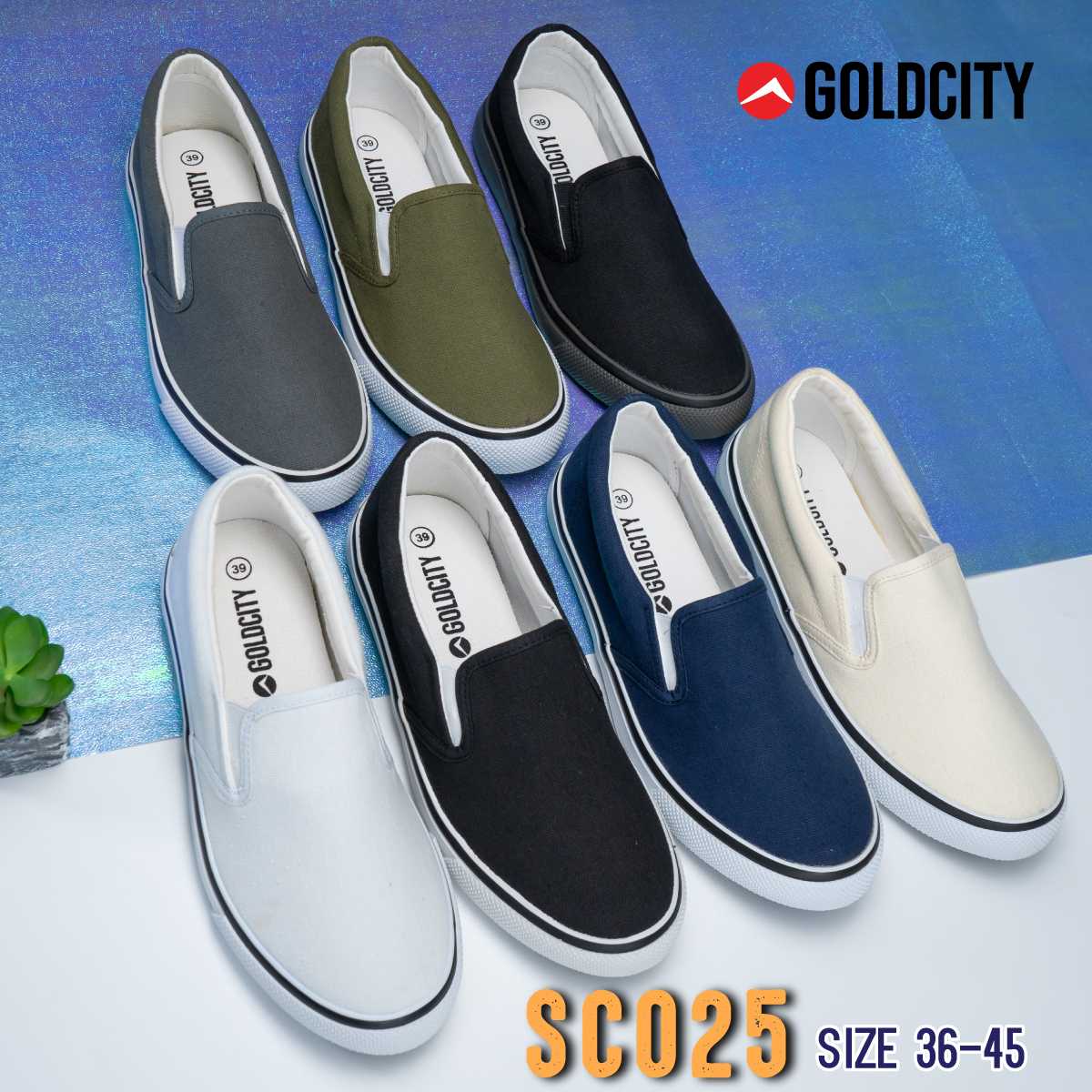 รองเท้าผ้าใบแฟชั่นรองเท้าสลิปออน GOLDCITY รุ่น SC025