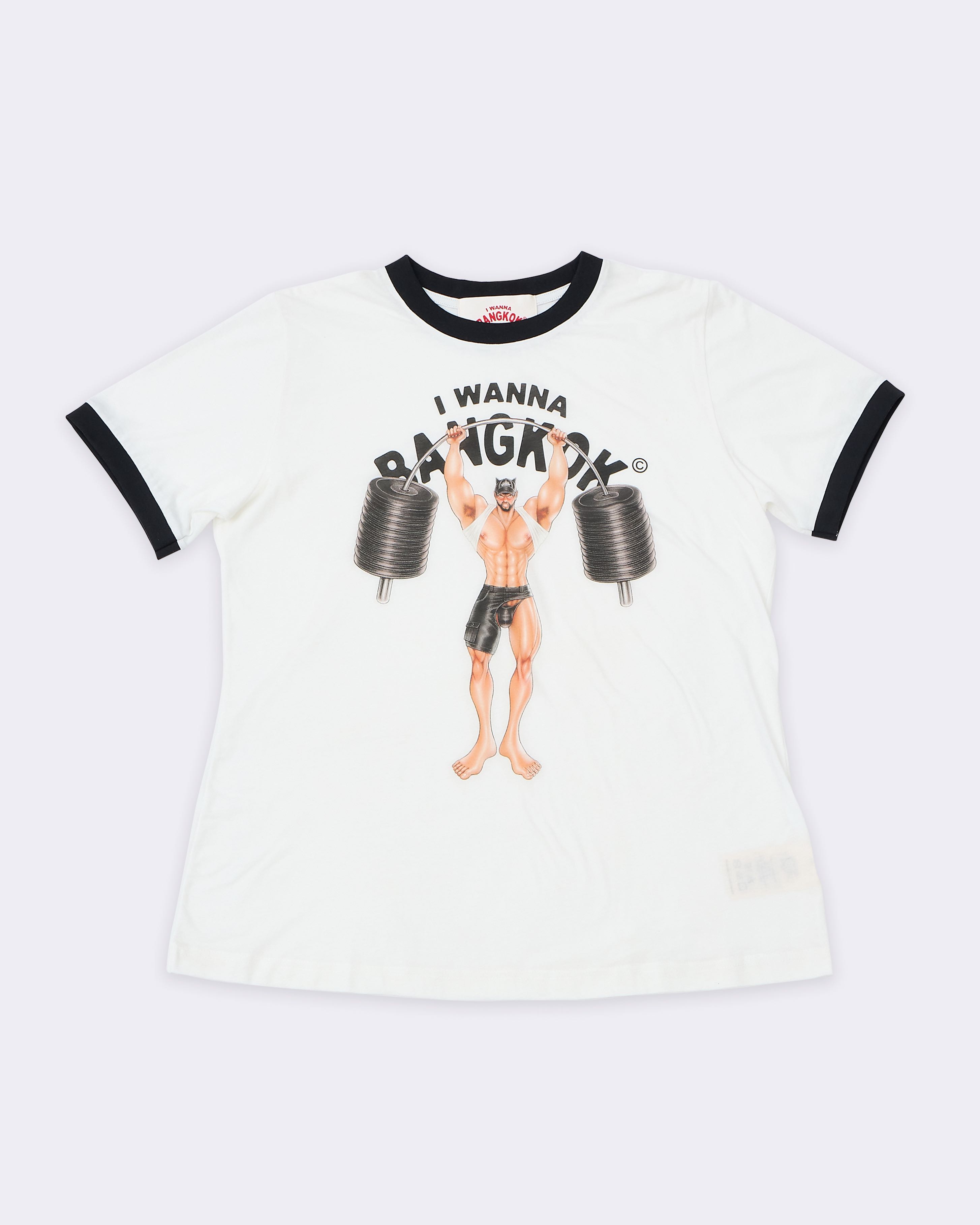 White GYM Bro Ringer Tee
