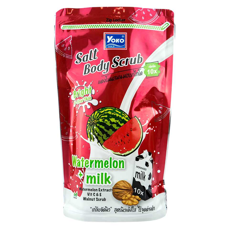 Yoko โยโกะ เกลือสปาขัดผิว สูตรแตงโมผสมน้ำนมฮอกไกโด 350g.