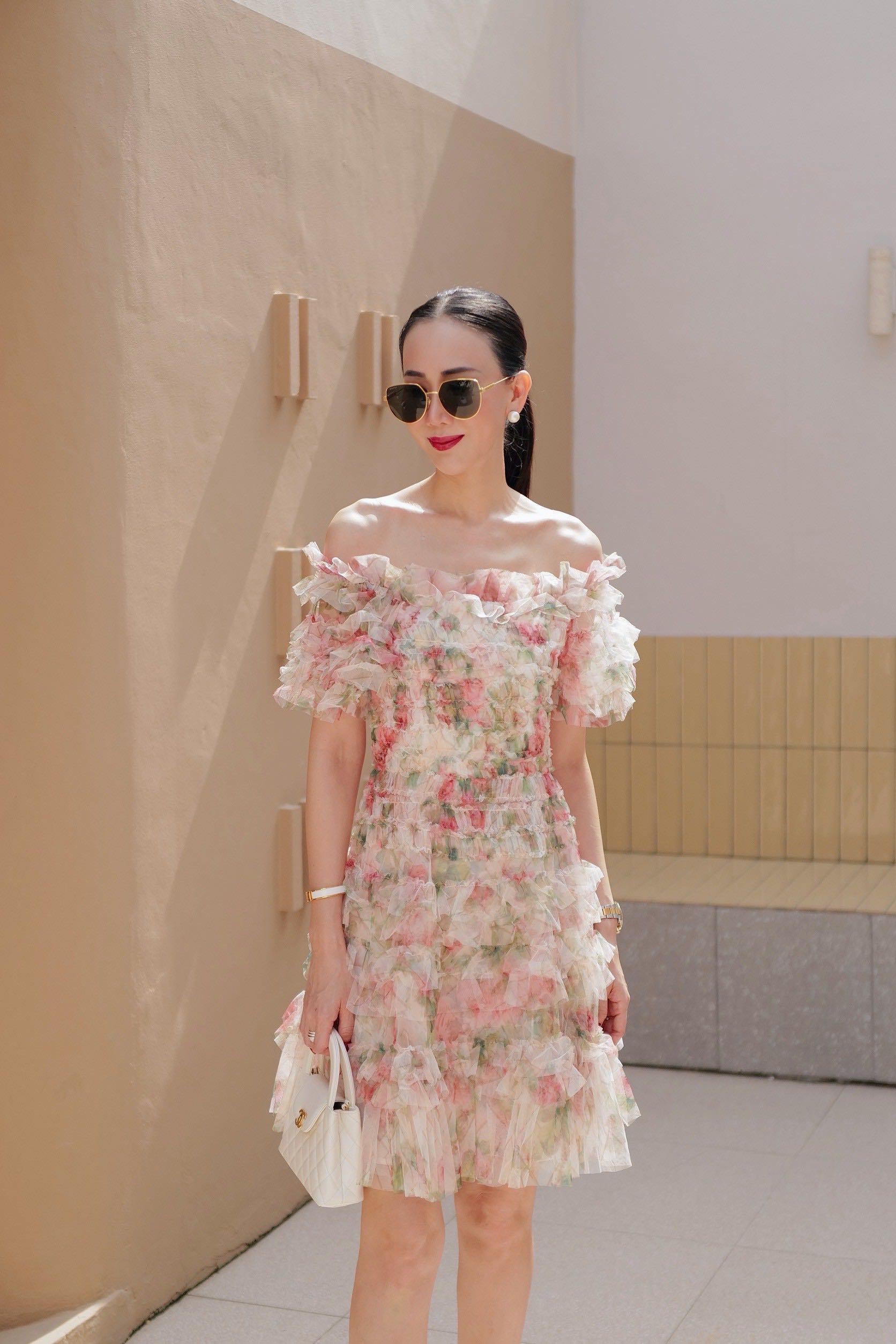 (Pre-order)FLORAL MAXI DRESS เดรสผ้าทอลายดอกไม้