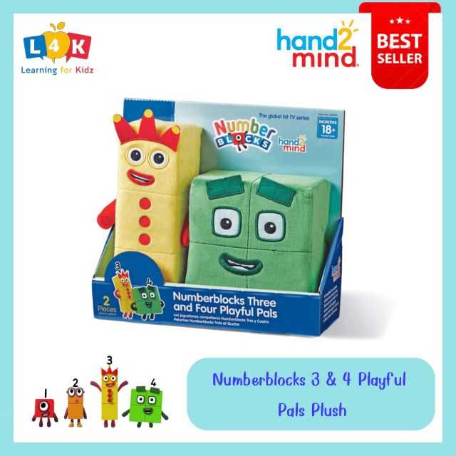 [อายุ 18เดือน+] ตุ๊กตานัมเบอร์บล็อก 3และ4 (Numberblocks : 3 & 4 Playful Pals Plush) [Hand2Mind]