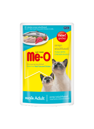 อาหารแมวชนิดเปียกMe-O รสปลาทูน่าพร้อมไก่ในเยลลี่