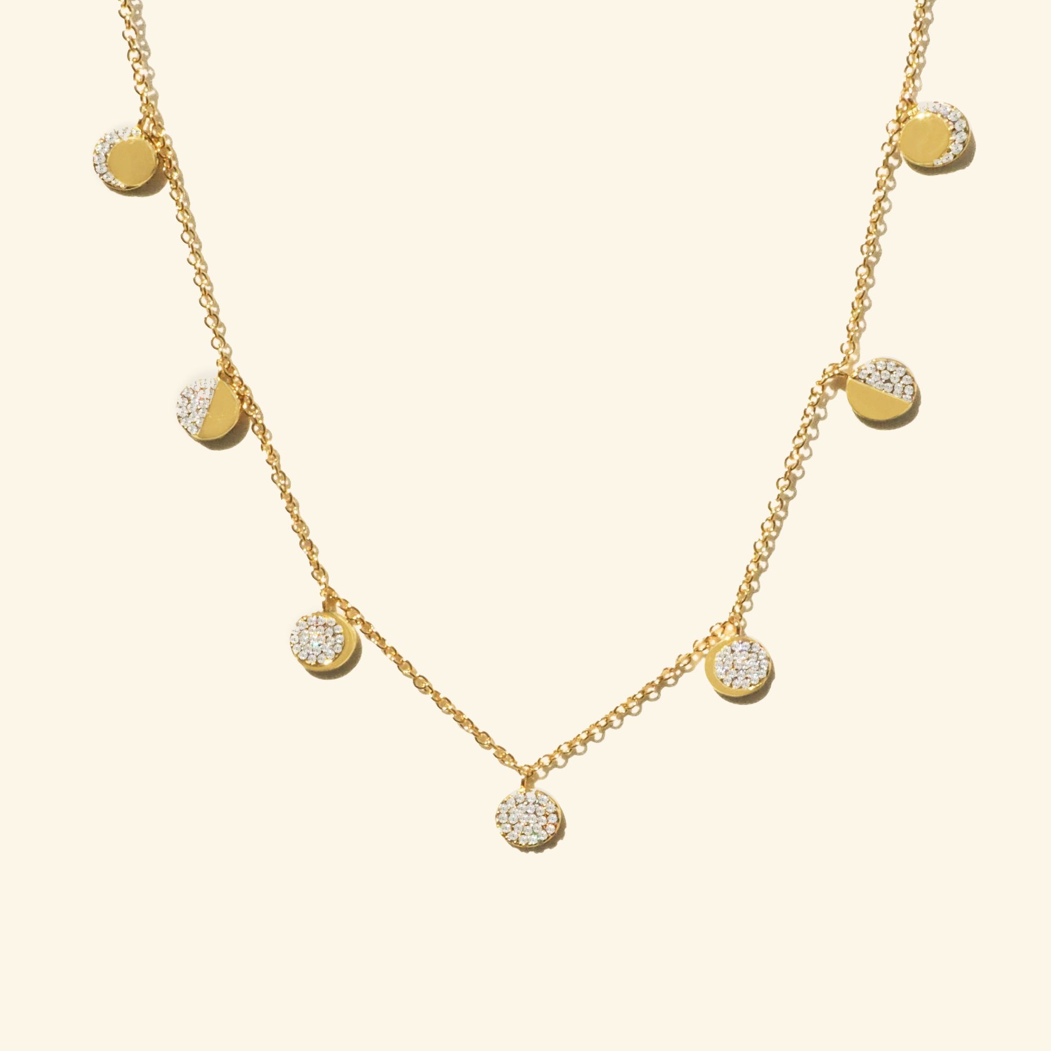สร้อยโชคเกอร์คริสตัลพระจันทร์ข้างขึ้นข้างแรม (Moon Phase Choker)