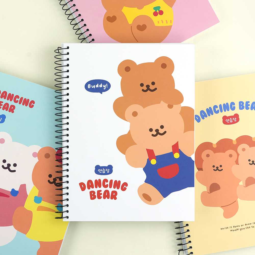 Dancing Bear Exercise Notebook สมุดบันทึกสันห่วงลายน่ารัก ลิขสิทธิ์แท้ Pinkfoot