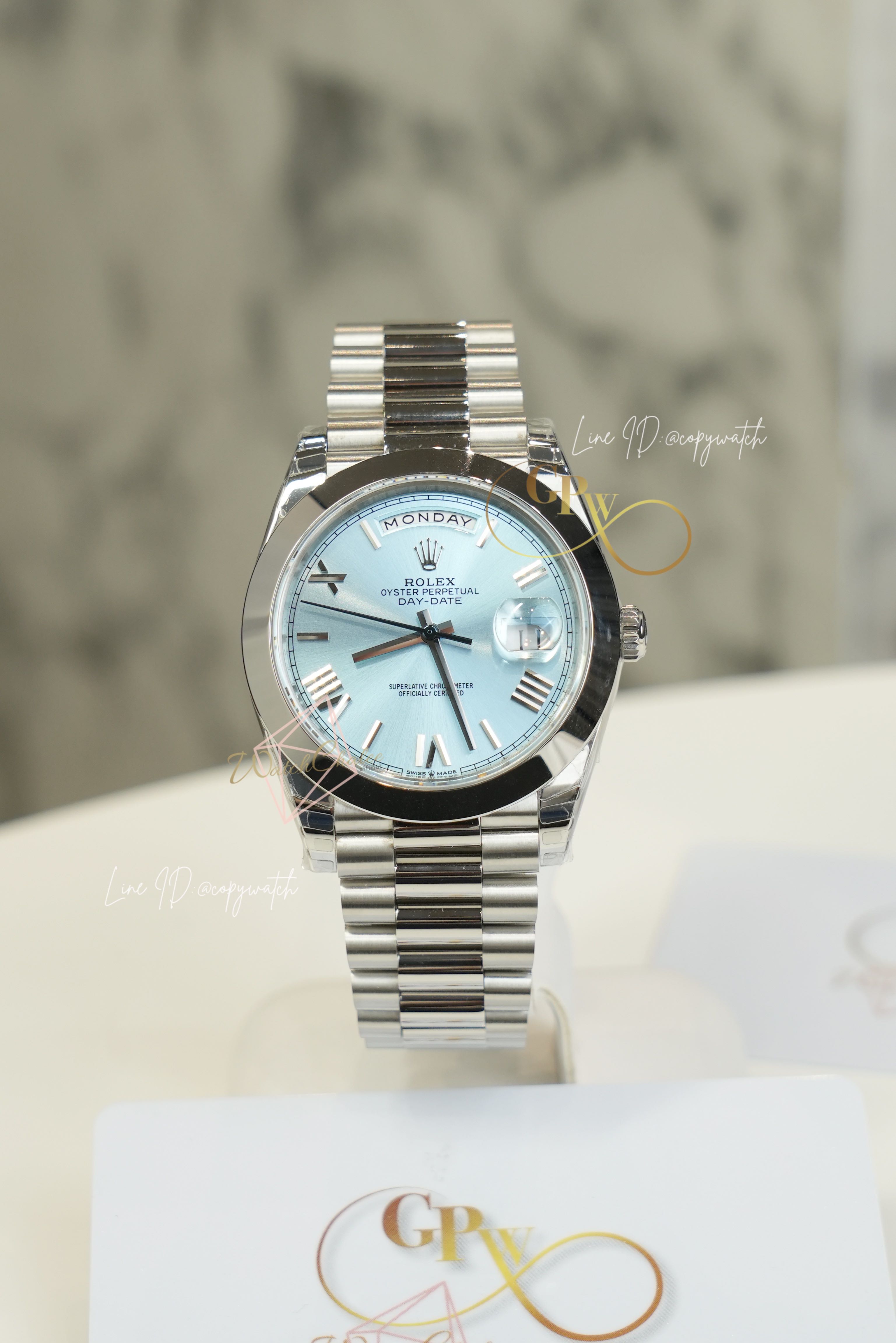 Rolex Day-Date 40 mm. (Ice blue) Automatic swiss movement