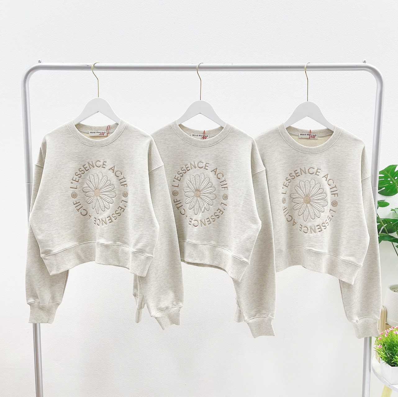 Mardi Cropped Sweatshirt (Oatmeal/Beige)