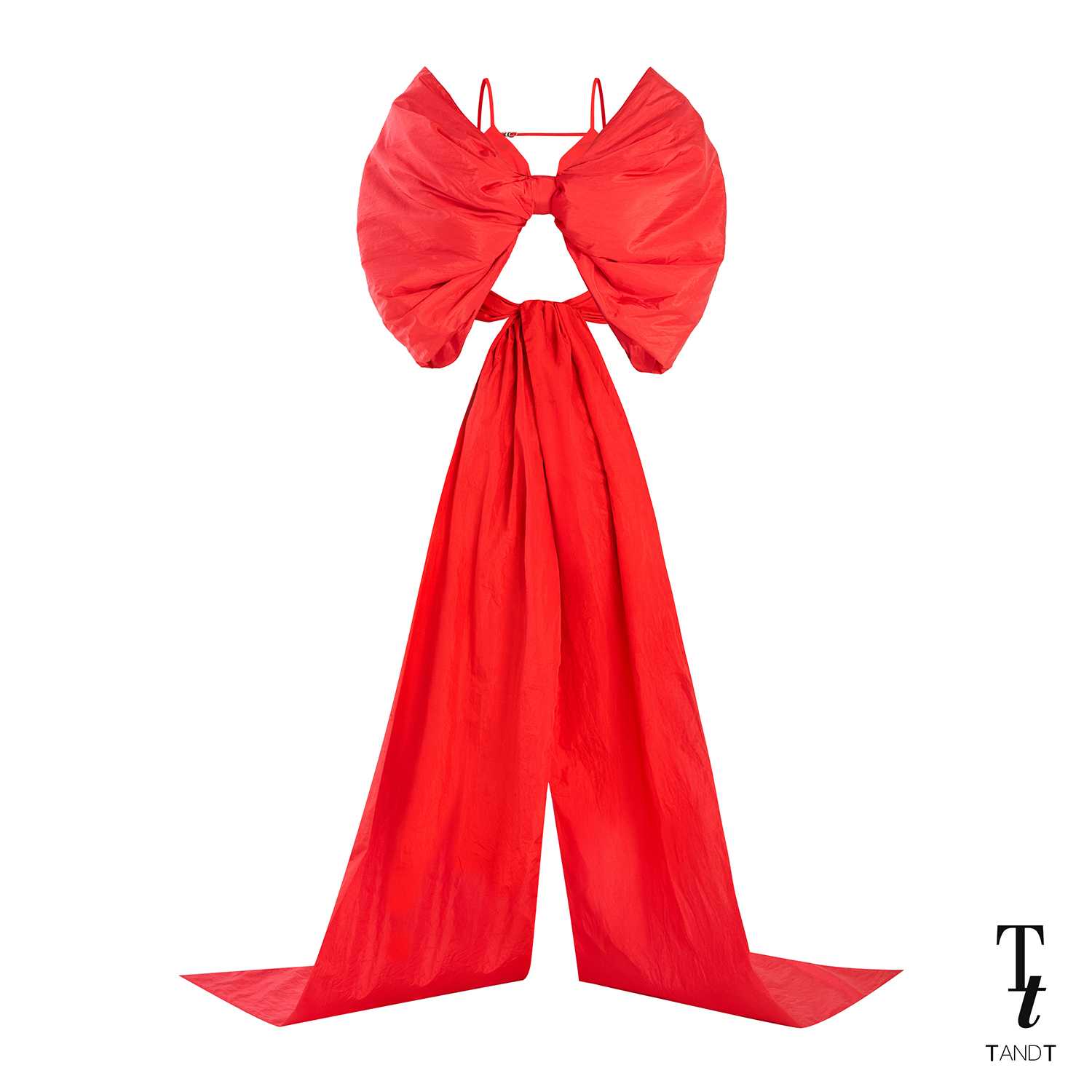 TandT - BOWIE RED TOP - ROSE HAND-CRAFTED BOWKNOT STRAPLESS TOP