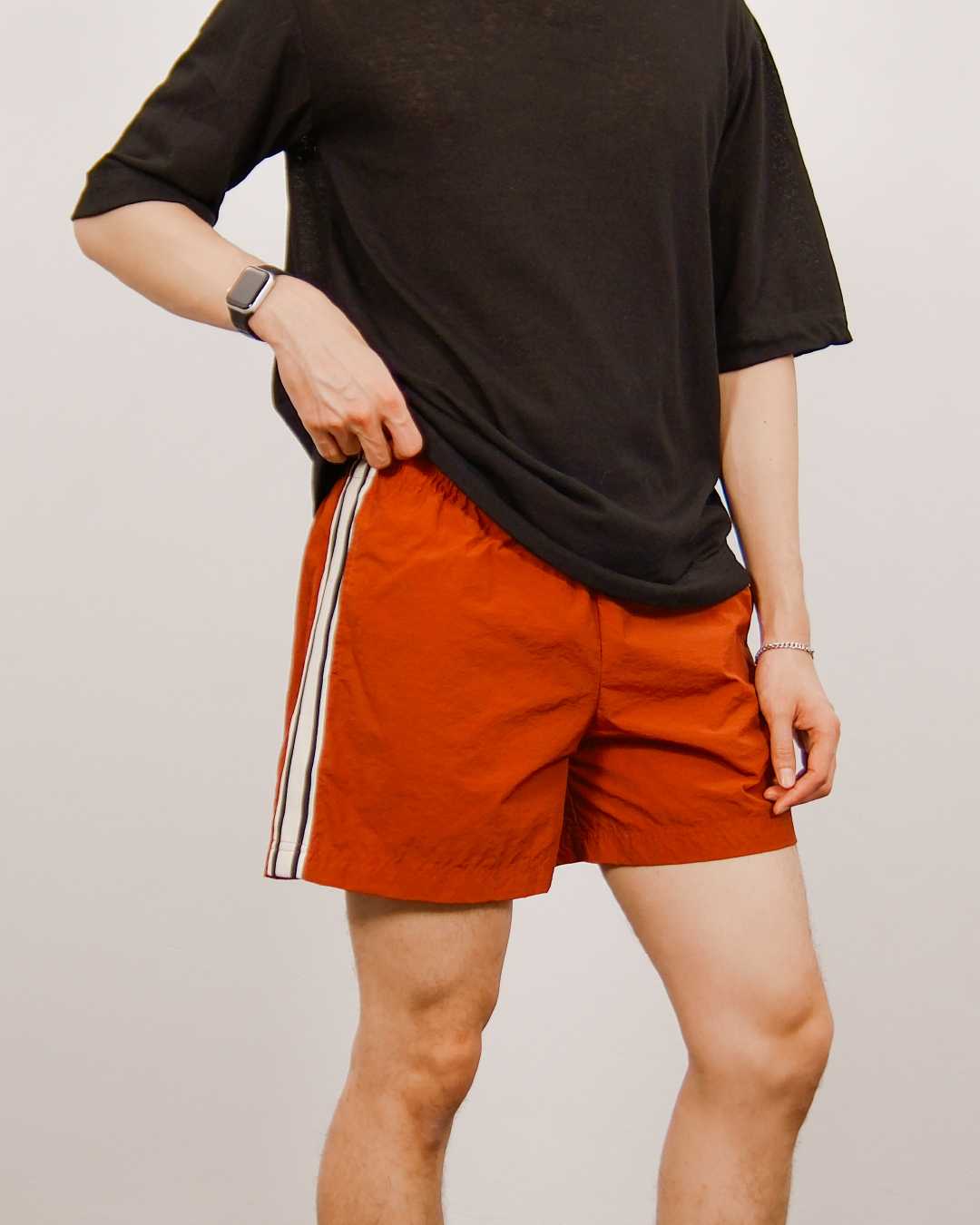 Nylon Track Shorts in Tomato Red