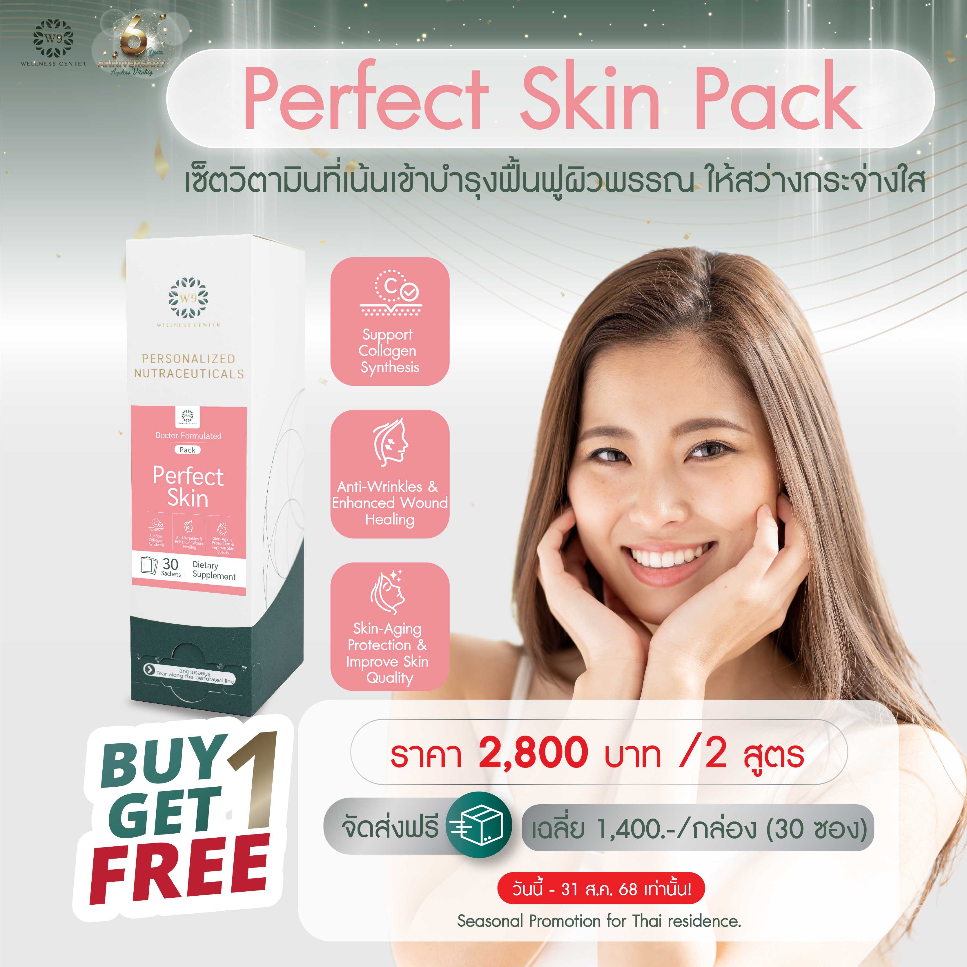ซื้อ 1 แถม 1 วิตามิน Perfect Skin Pack (จัดส่งฟรี)