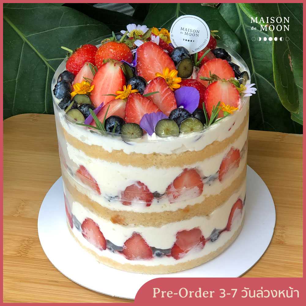 3 Layered Fruit Short Cake | ชอร์ตเค้กครีมสด ผลไม้สด ทรงสูง 3 ชั้น (Size 0.5, 1, 2 lbs)