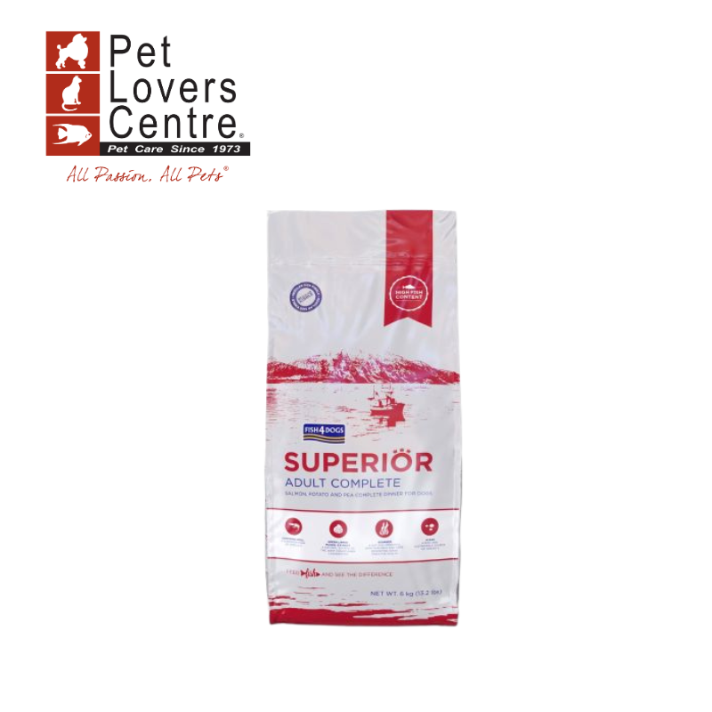 อาหารสุนัข เกรดพรีเมี่ยม FISH 4 DOGS SUPERIOR ADULT (REGULAR KIBBLE)  สำหรับสุนัขโต เม็ดปกติ 1.5KG