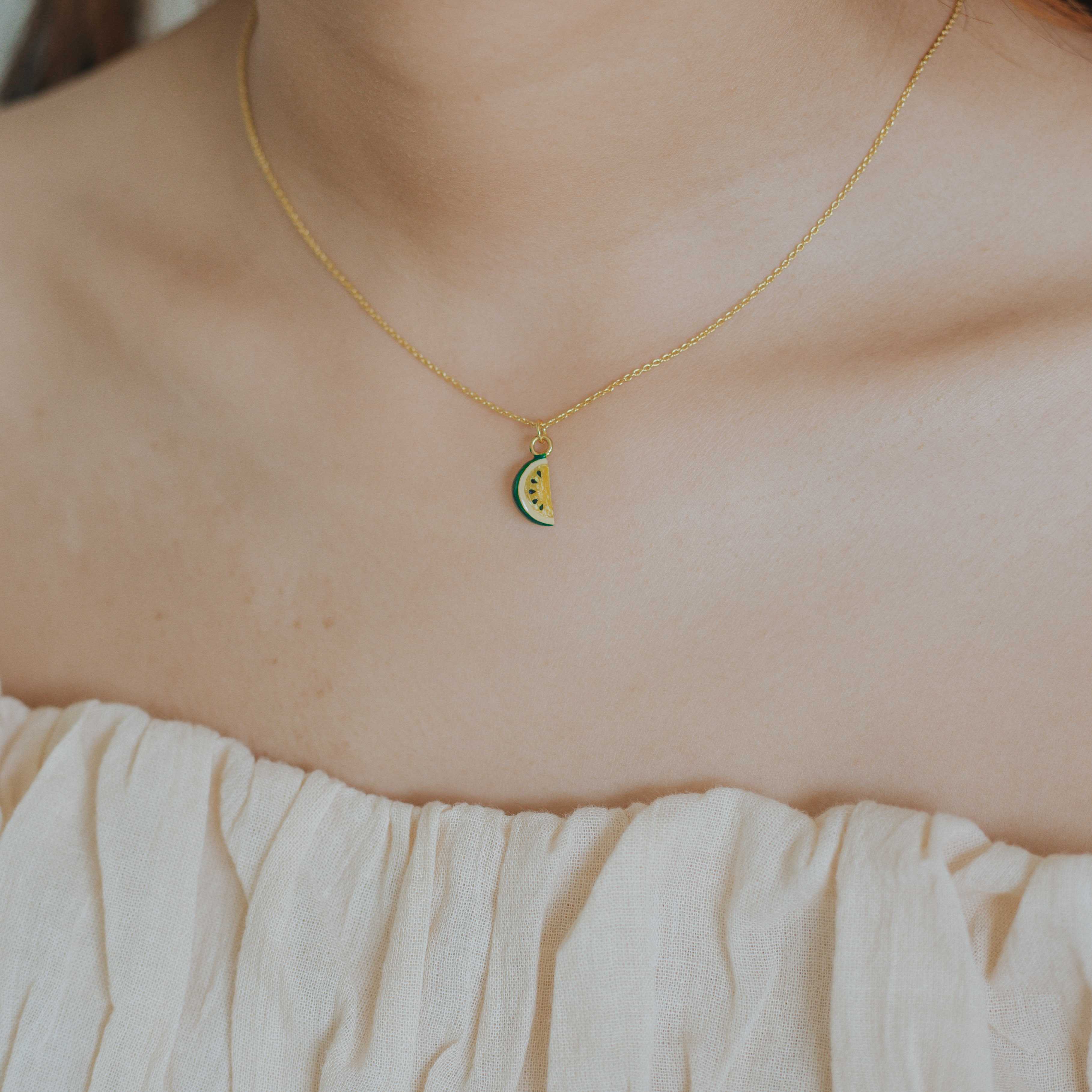 Tales of the tiny word Necklace/สร้อยคอจี้รูปผลไม้ แตงโม