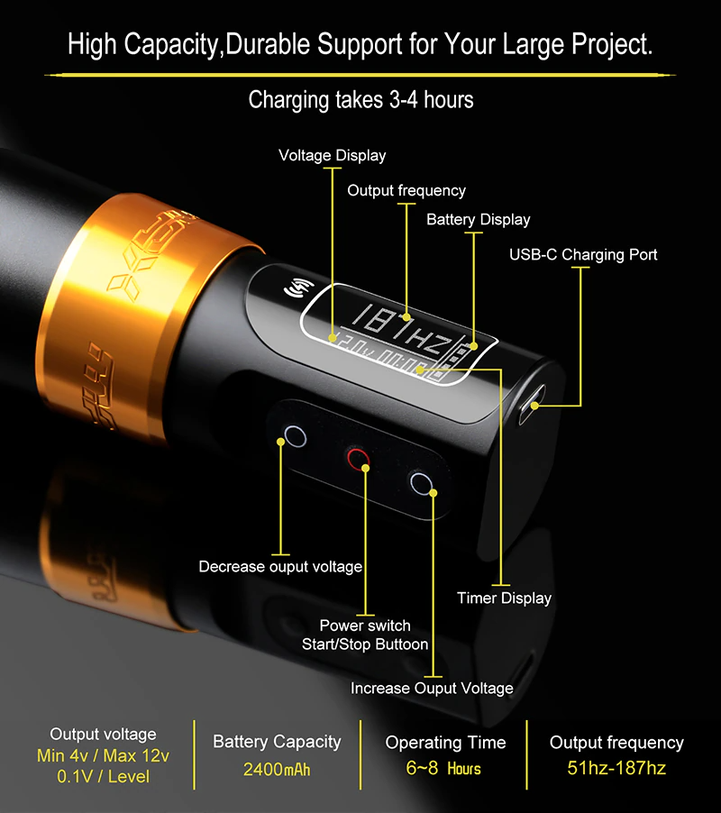 เครื่องสักฮอคเพนไร้สาย รุ่น FK Flux MAX