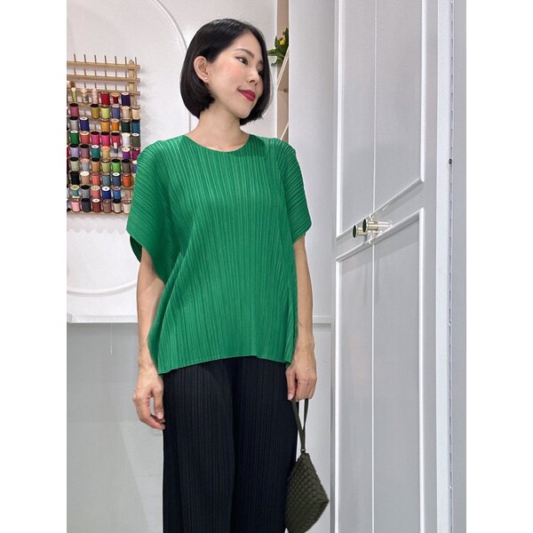 2MUAY รุ่น GJO1403 เสื้อพลีทคุณภาพ SPLIT SLEEVE PLEATED TOP 10 สี FREE SIZE