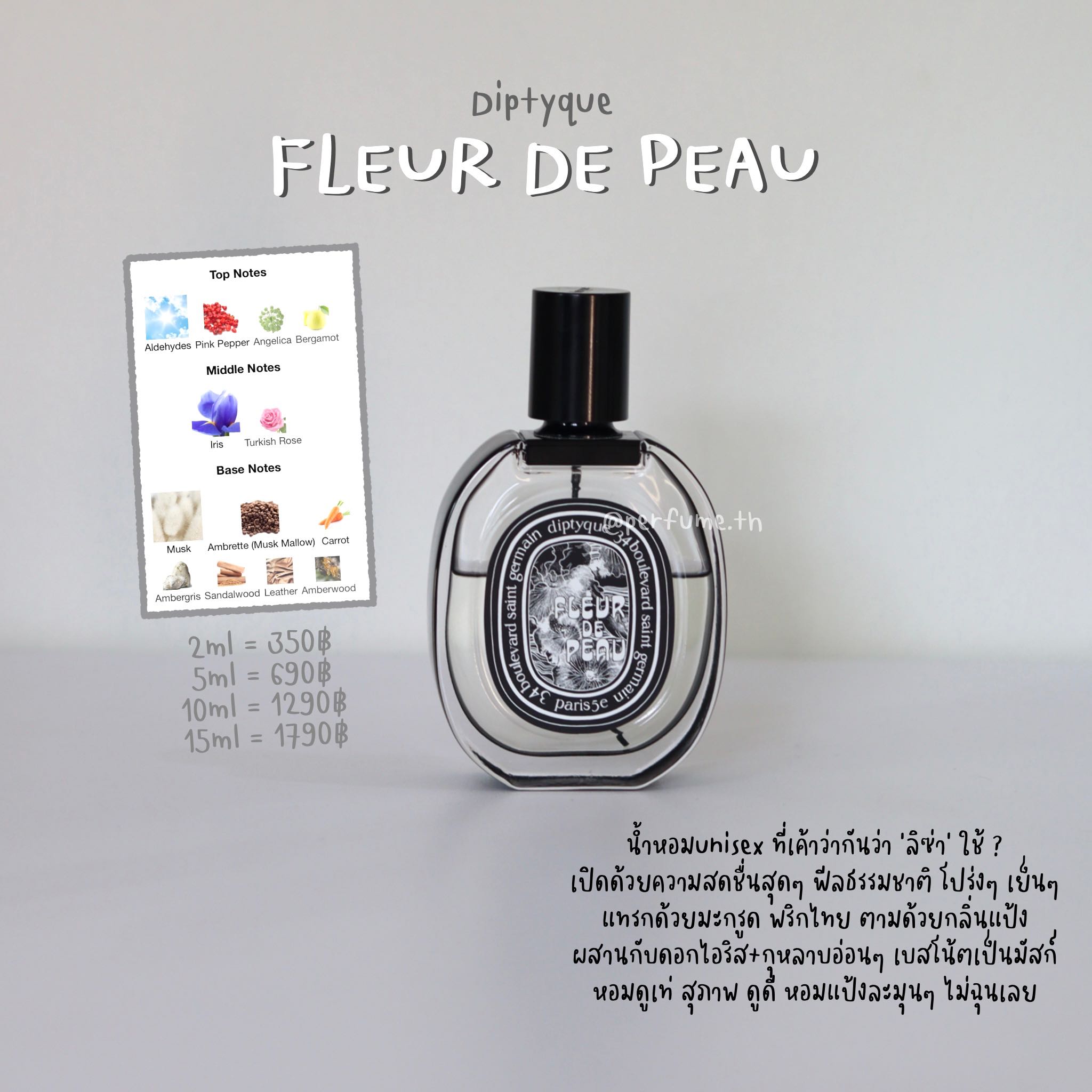 100) กลิ่นลิซ่า Diptyque fleur de peau EDP