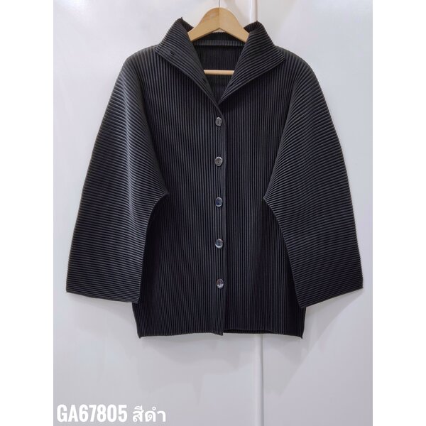 2MUAY รุ่น GA67805 เสื้ออัดพลีท THICK LONG SLEEVE BUTTON FRONT PLEATED TOP 6 สี FREE SIZE