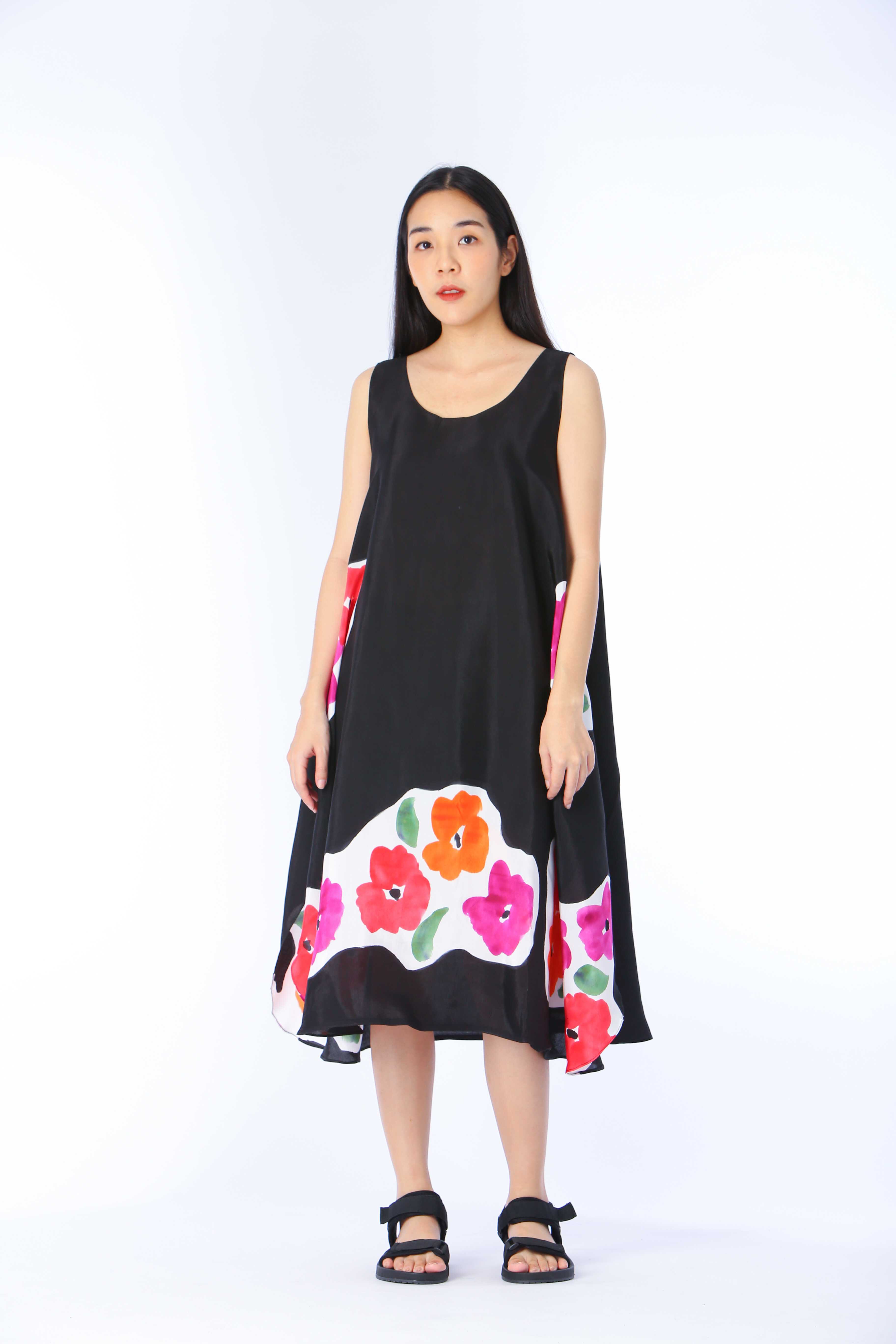 (Pre-order)Sac Sleeveless Dress Cotton Silk Hand paint