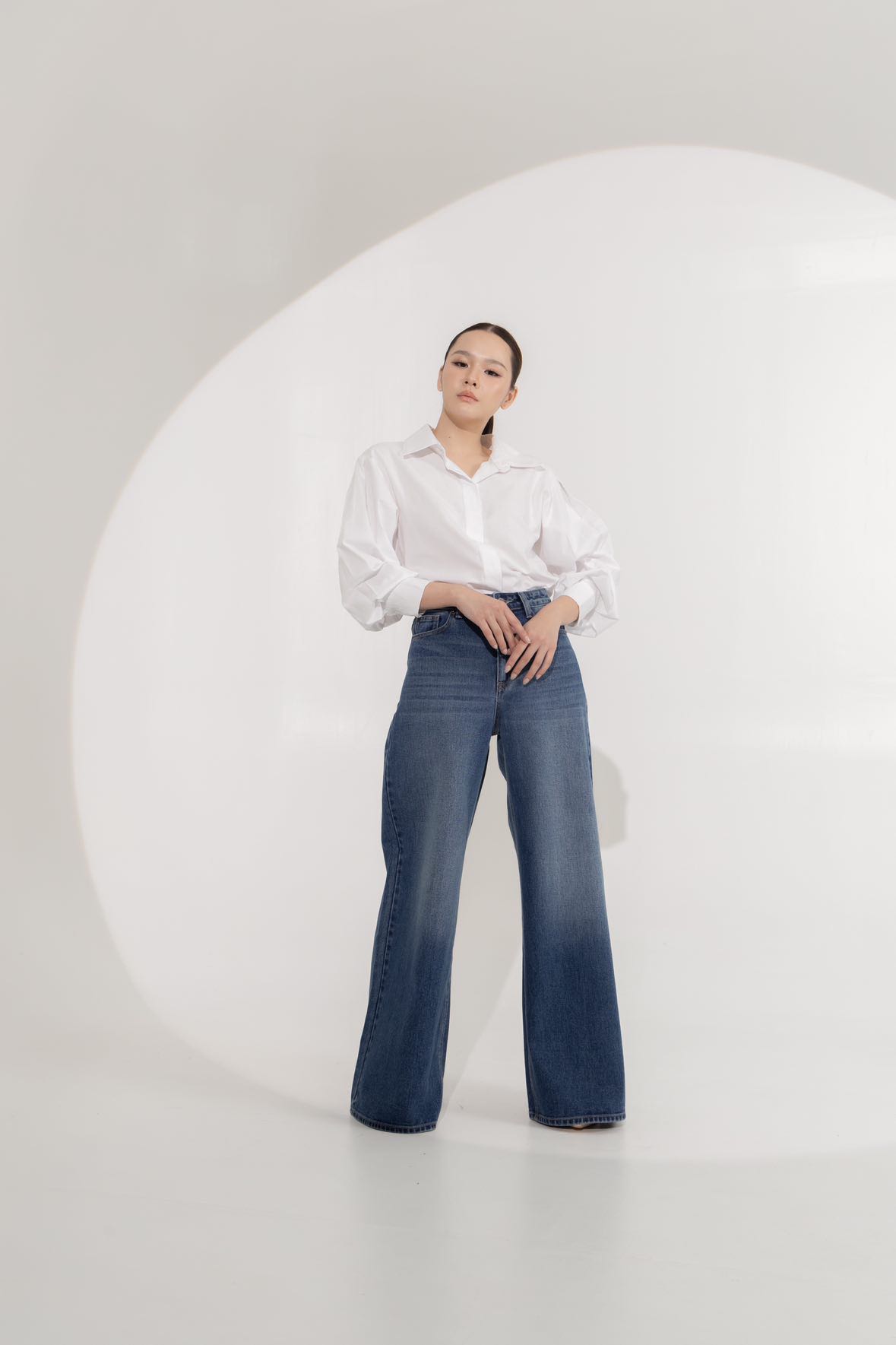 N Able Denim 10 Premium Wide Leg Keans  สี Indigo Blue