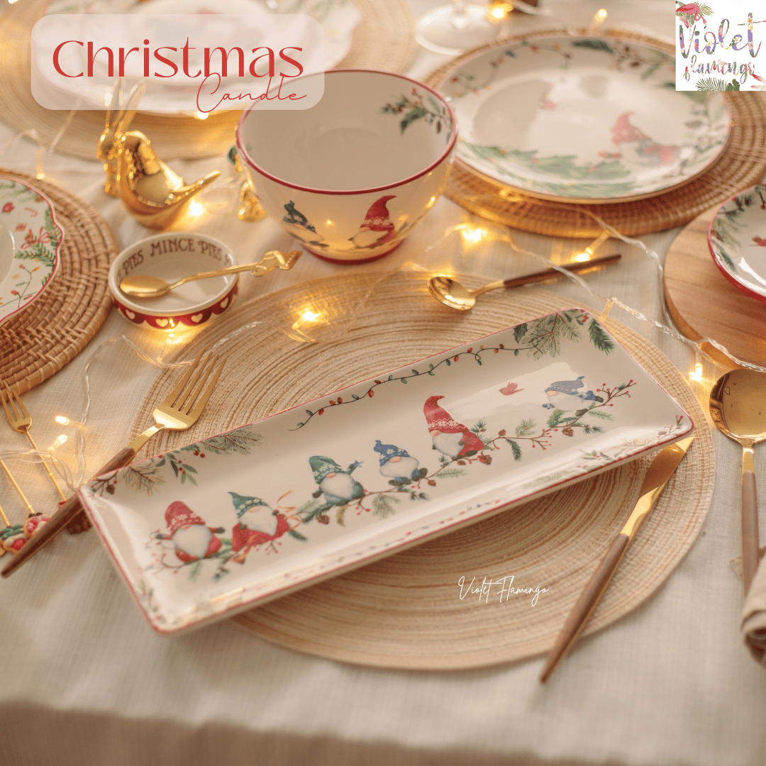 Christmas Collection- Santa Plate จานซาต้าทรงสีเหลี่ยมผืนผ้า