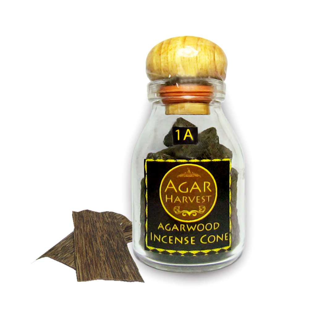 ธูปปั้น ไม้หอม ไม้กฤษณา แท้ Agarwood Incense Cone 1A (Standard Grade) 1 ขวด 12 กรัม