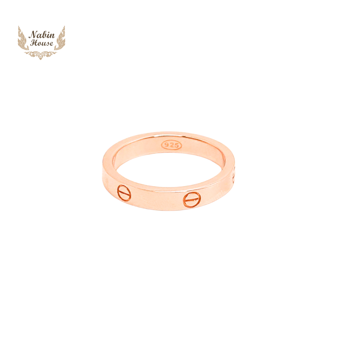 แหวนเงินแท้รุ่น LOVE เกรดจิวเวรี่ชุบโรสโกลด์ 18K