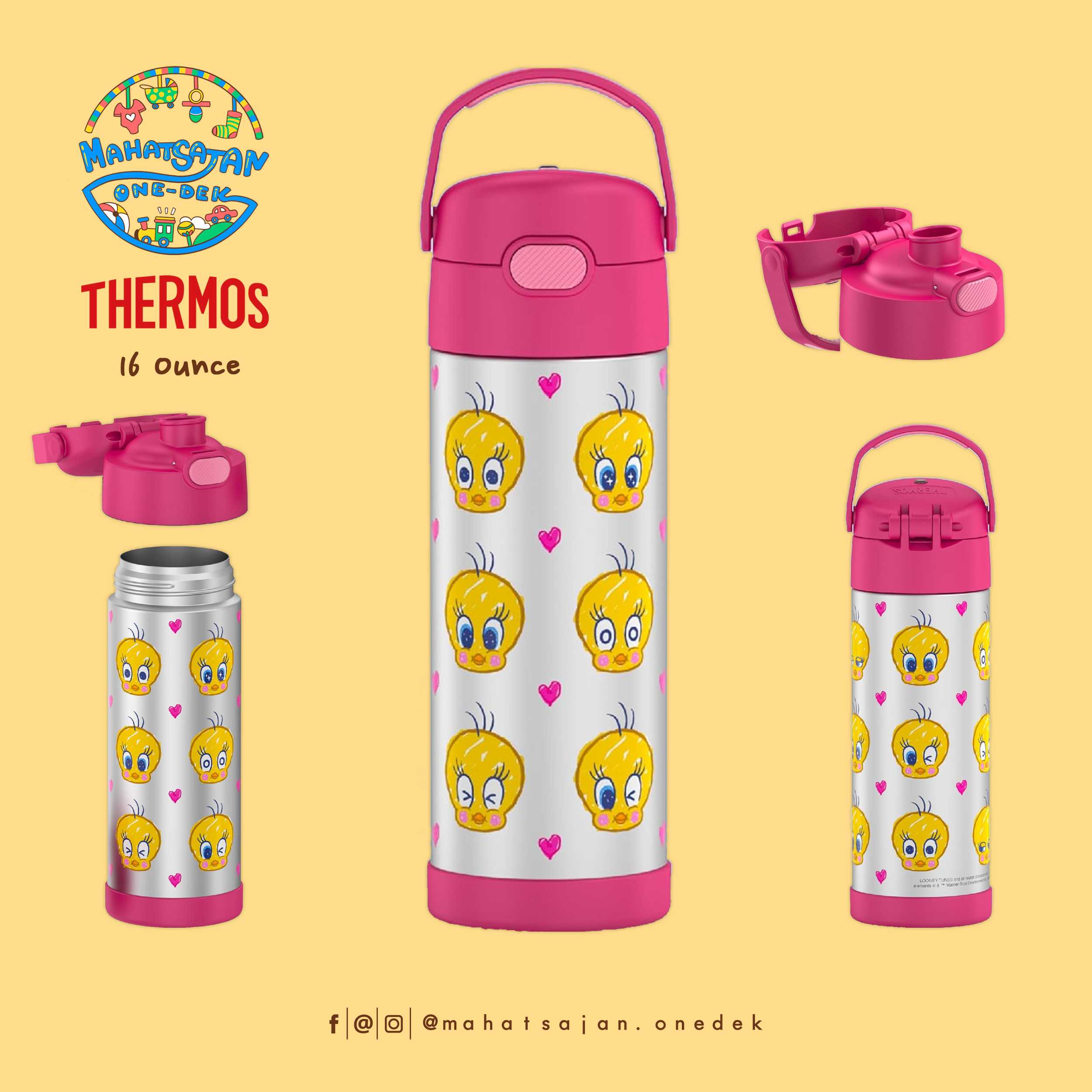 TweetyBird The Funtainer 16 Oz Stainless Steel Water Bottle  กระติกน้ำเก็บอุณหภูมิ ยกดื่ม