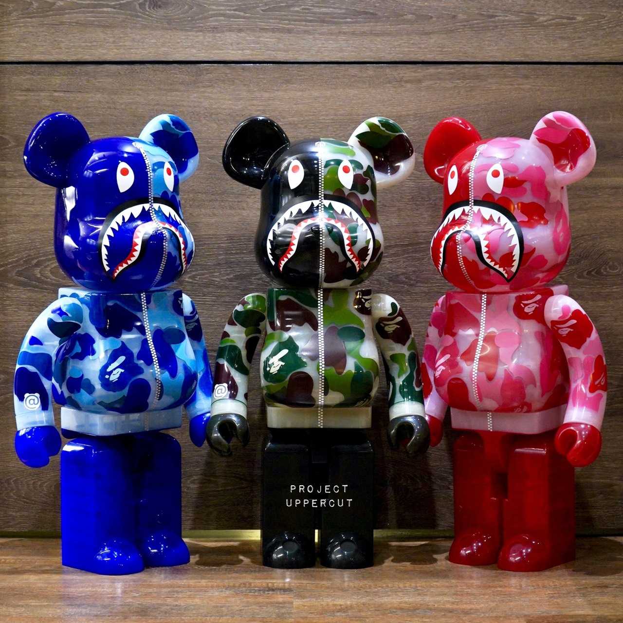 BE@RBRICK 1000% A BATHING APE® - Clear ABC Camo Shark [Displayed / Like New]