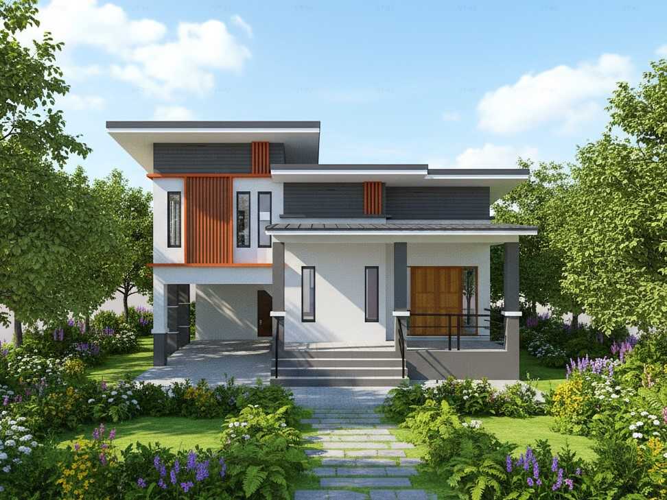 แบบบ้านโมเดิร์นชั้นครึ่ง