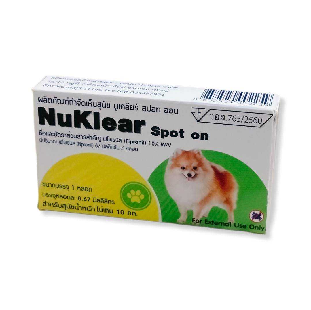 Nuklear Spot On ผลิตภัณฑ์หยดหลังเห็บ สำหรับสุนัข น้อยกว่า 10 Kg.