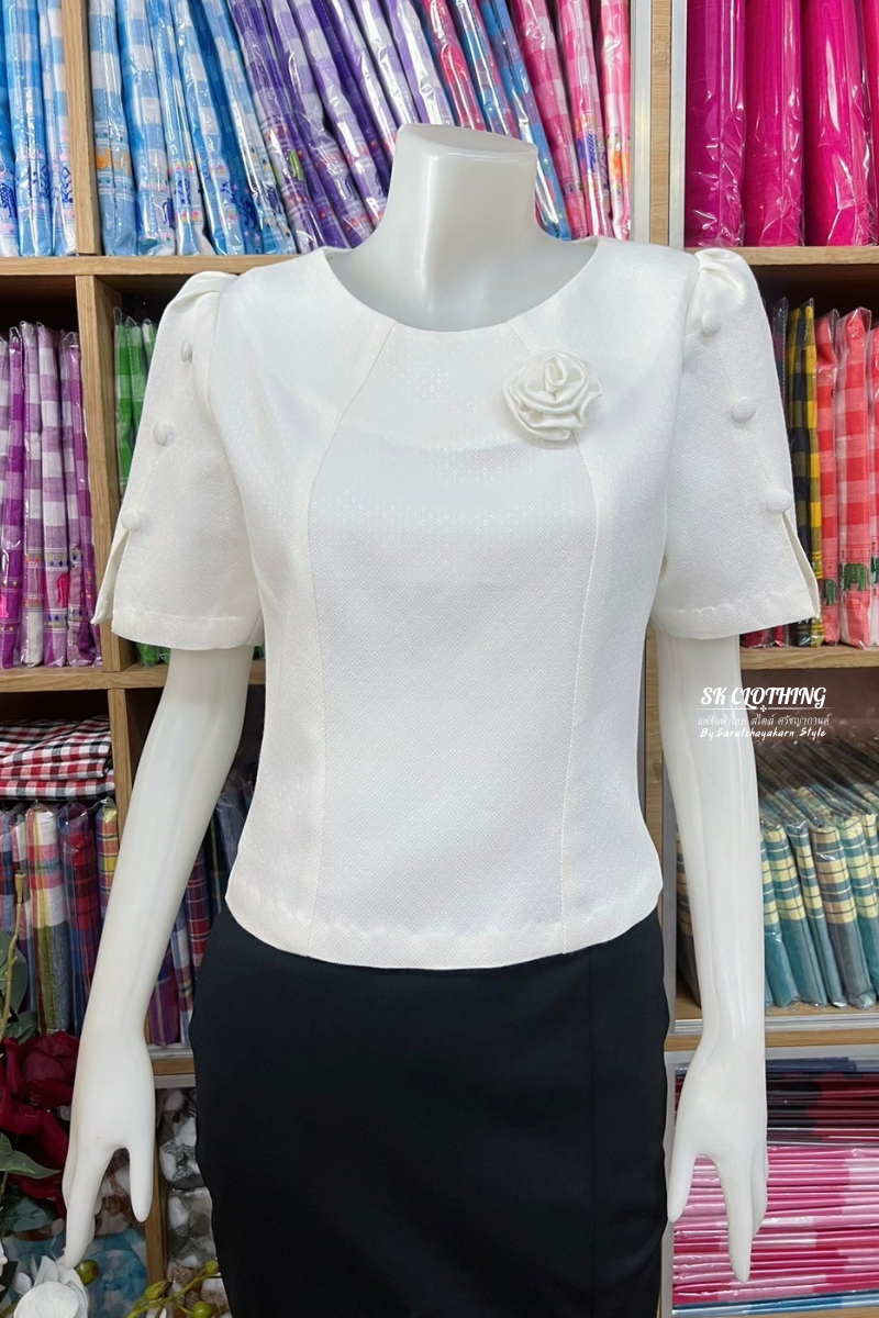 เสื้อผ้าฝ้ายเยื่อไผ่ เสื้อผ้าฝ้ายใส่ทำงาน โทนสีขาว 🤍 งานเข้ารูปทรงสวย อัดกาวทุกตัว