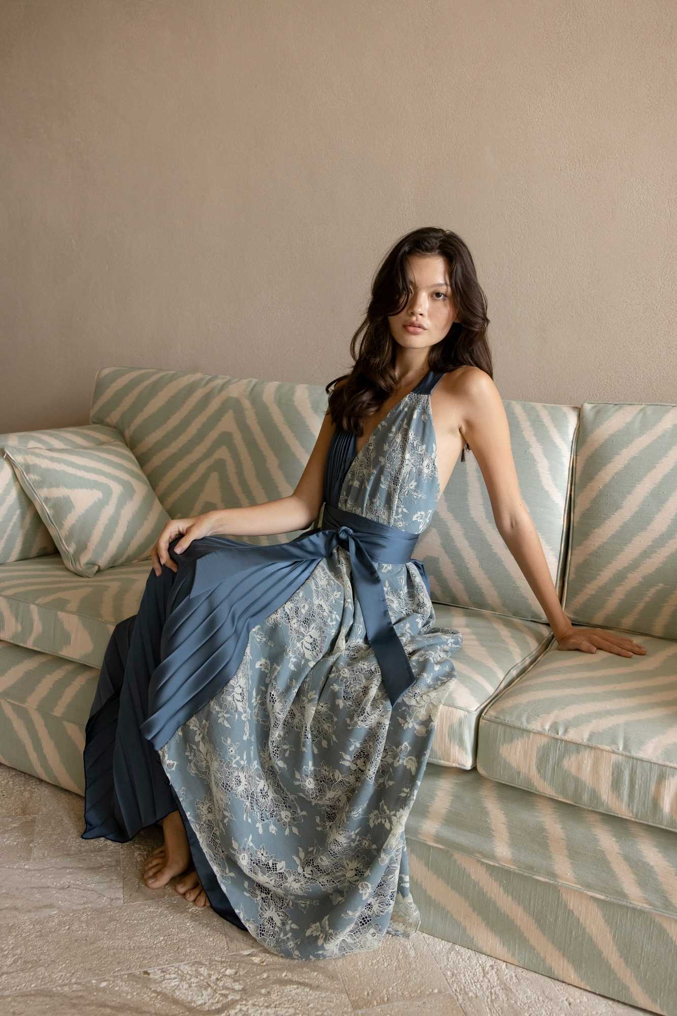 Eva Dress 2 tone - Denim Blue / Lace Blue