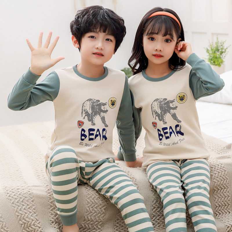 K188 ชุดนอนเด็กสไตส์เกาหลี ลาย BEAR ผ้านิ่มใส่สบายลายน่ารัก  100% COTTON