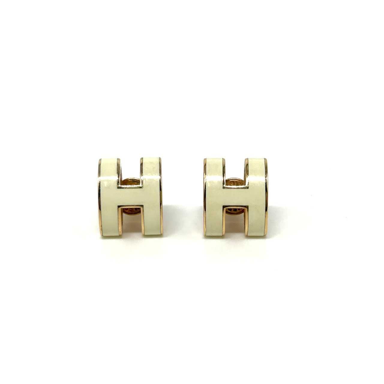 Hermes Earrings pop h normal blanc rghw