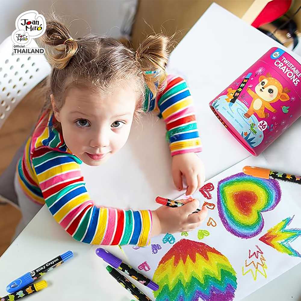 Joan Miro สีเทียนเด็กปลอดสารพิษ Twistable Silky Crayons ของเล่นระบายสีเด็กเสริมพัฒนาการ
