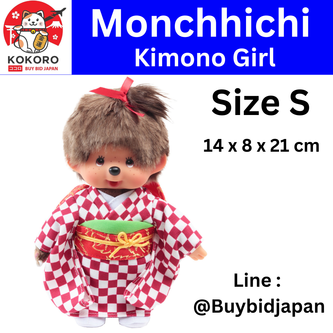[PRE-ORDER] ตุ๊กตา ม่อนชิชิ กิโมโน สีแดง Size S Monchhichi Kimono Girl 14 x 8 x 21 cm モンチッチ