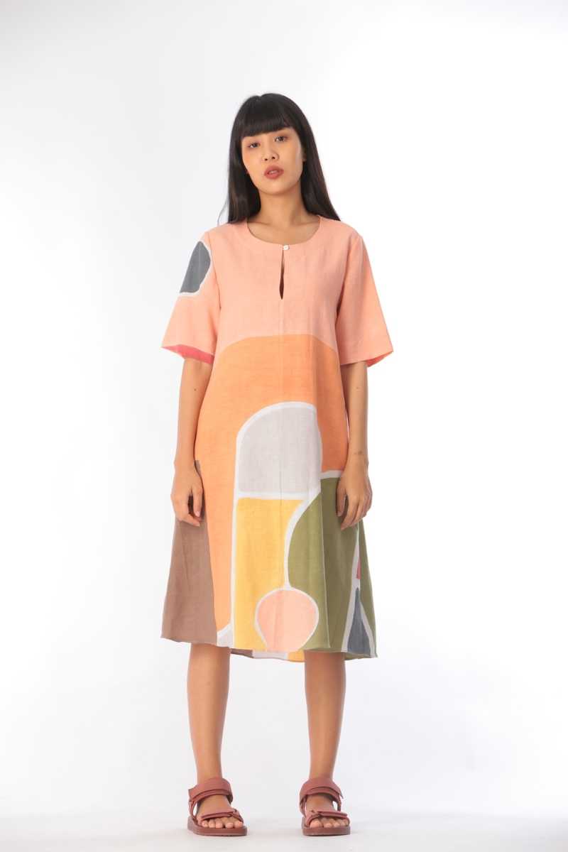 (Pre-Order)Dress Cotton Rayon Hand Paint Art x Decor SS21-09