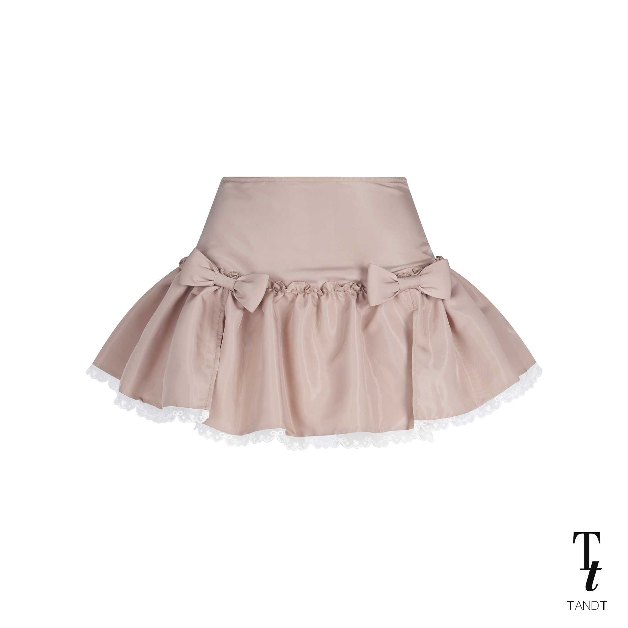 BRITNEY - LOW WAIST TIERED BOW AND LACE TRIMMED SKORT