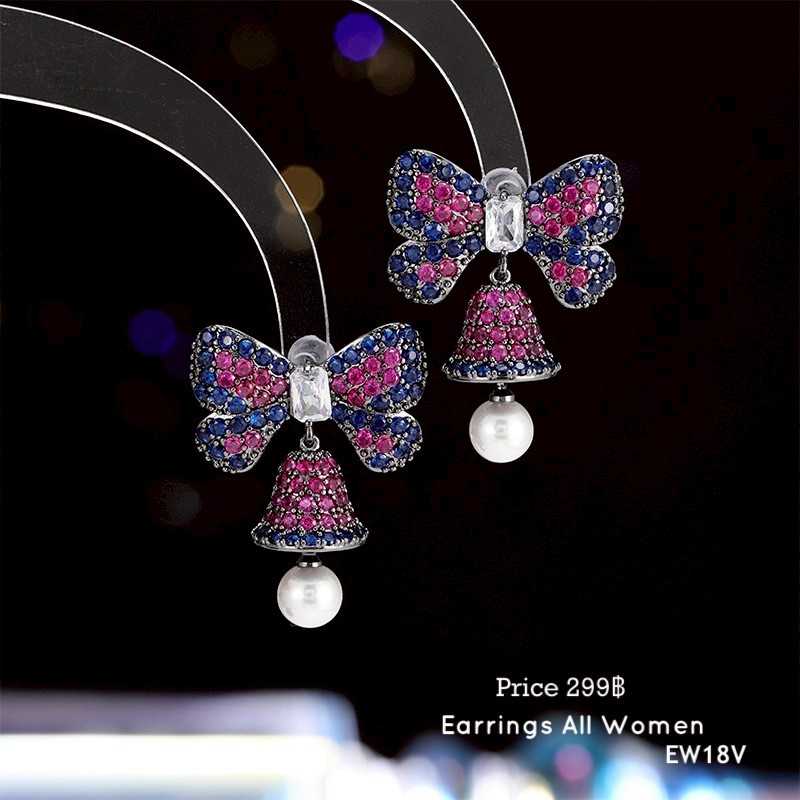 EW18V   ต่างหูโบว์ เงิน 925