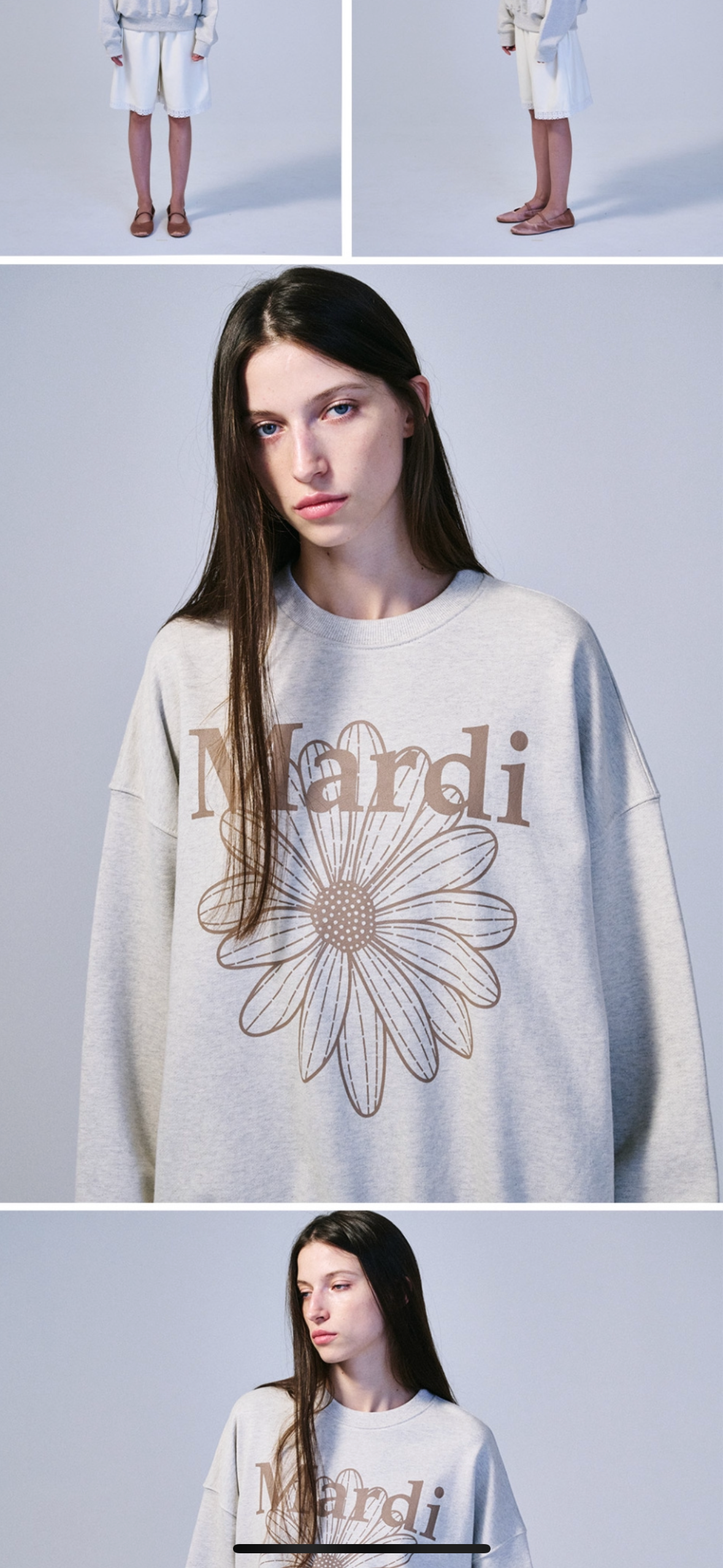 (พร้อมส่ง) Mardi mercredi flower sweater oatmeal taupe