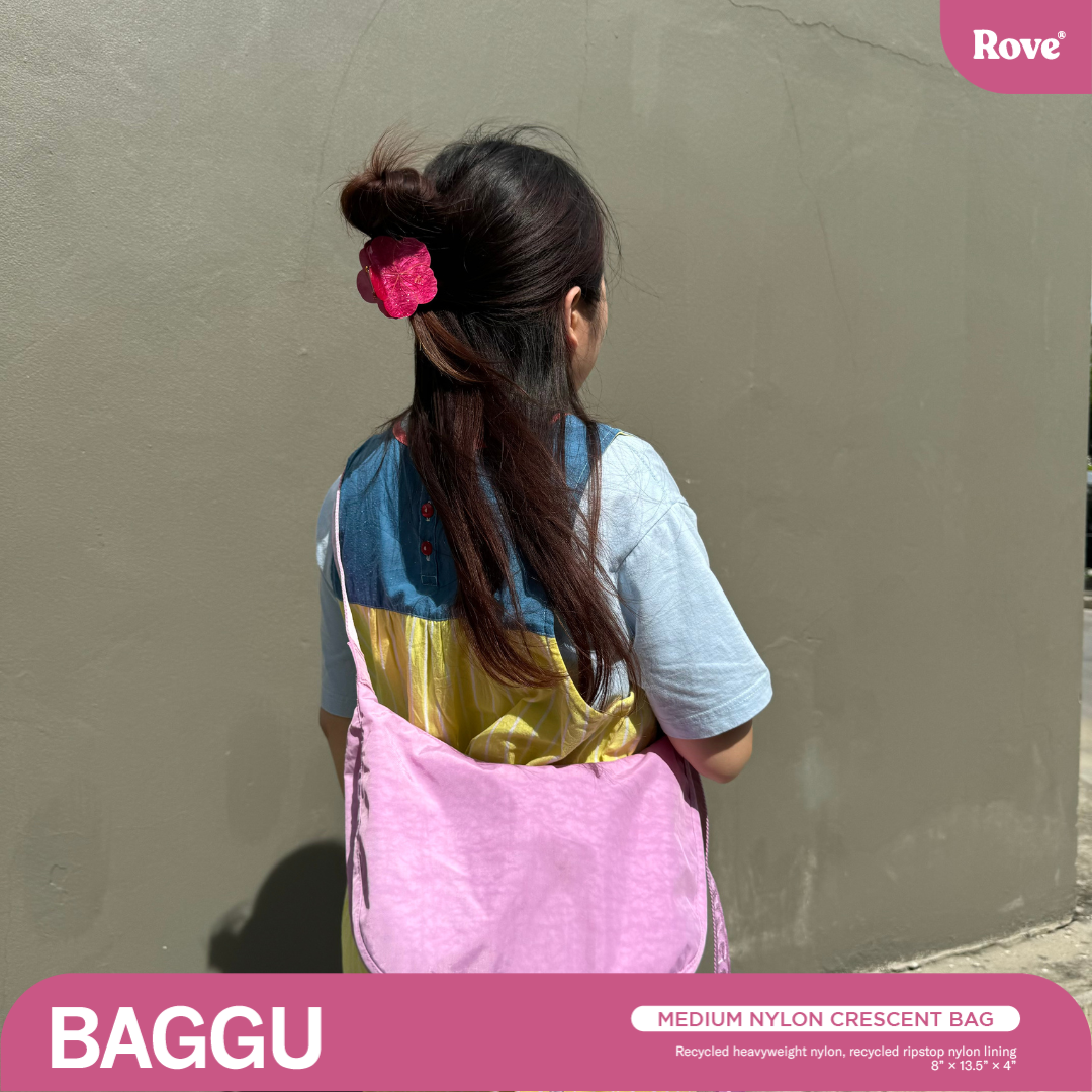 BAGGU Medium Nylon Crescent Bag - Peony