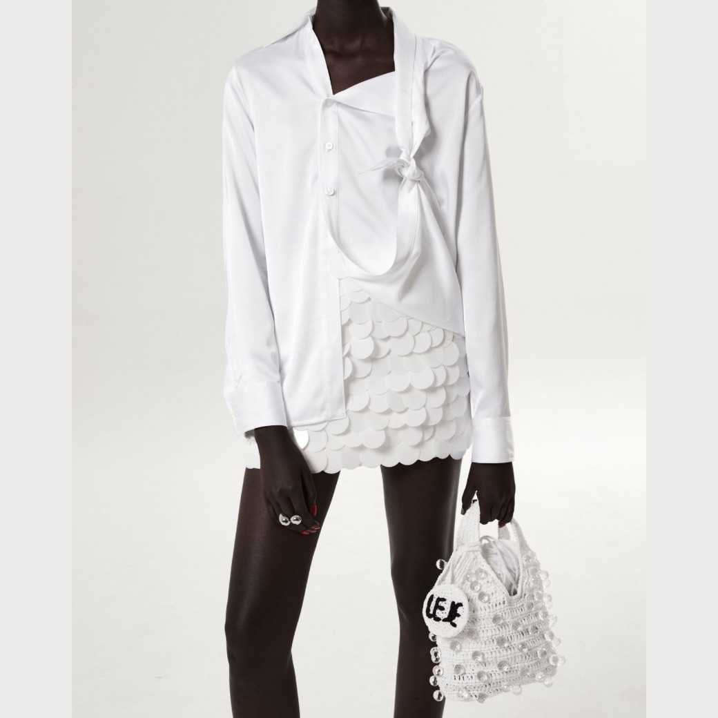 LEJE  TARAE Asymmetric Knot Shirt - WHITE