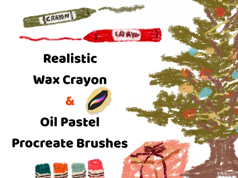 Realistic Oil Pastel & Wax Crayons Procreate Brushes|