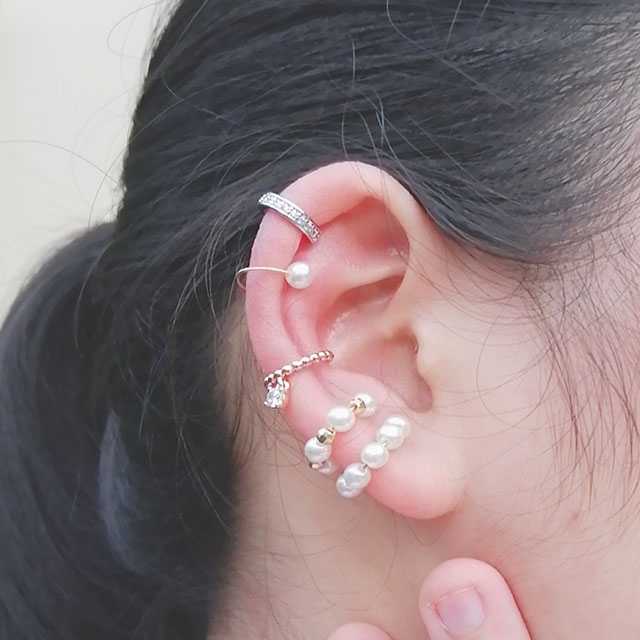 ต่างหูหนีบ ต่างหูแฟชั่น ต่างหูเกาหลี ชุบทองคำขาว ear clip เอียร์คัฟ ต่างหูหนีบมุก เครื่องประดับ