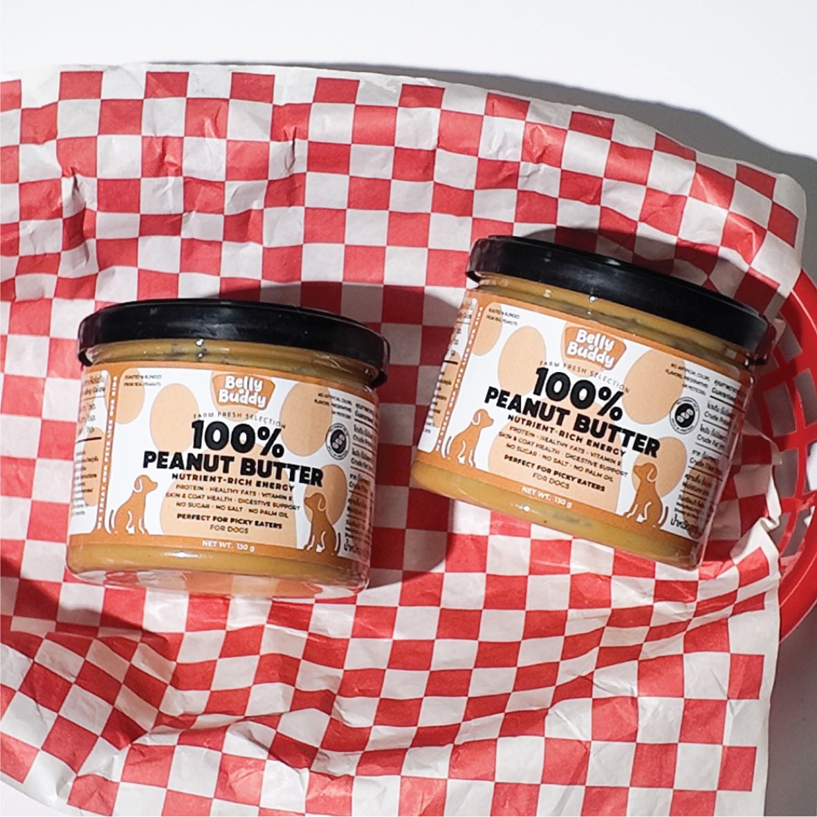 Belly Buddy เนยถั่ว100% ขนาด130g สำหรับสุนัขและแมว ของว่างทานเล่นมีประโยชน์