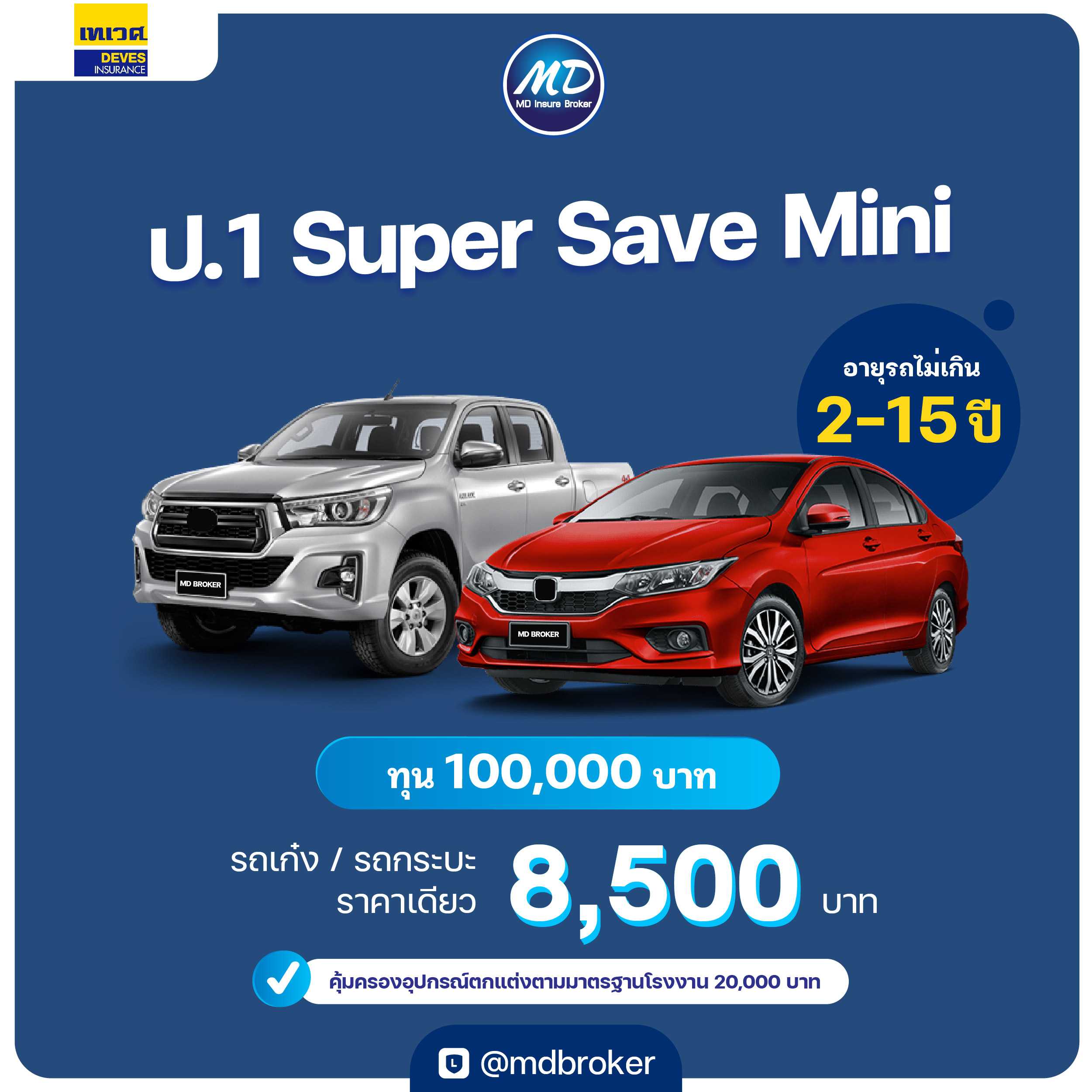 ประกันรถยนต์ชั้น 1 Super Save Mini (เทเวศ)