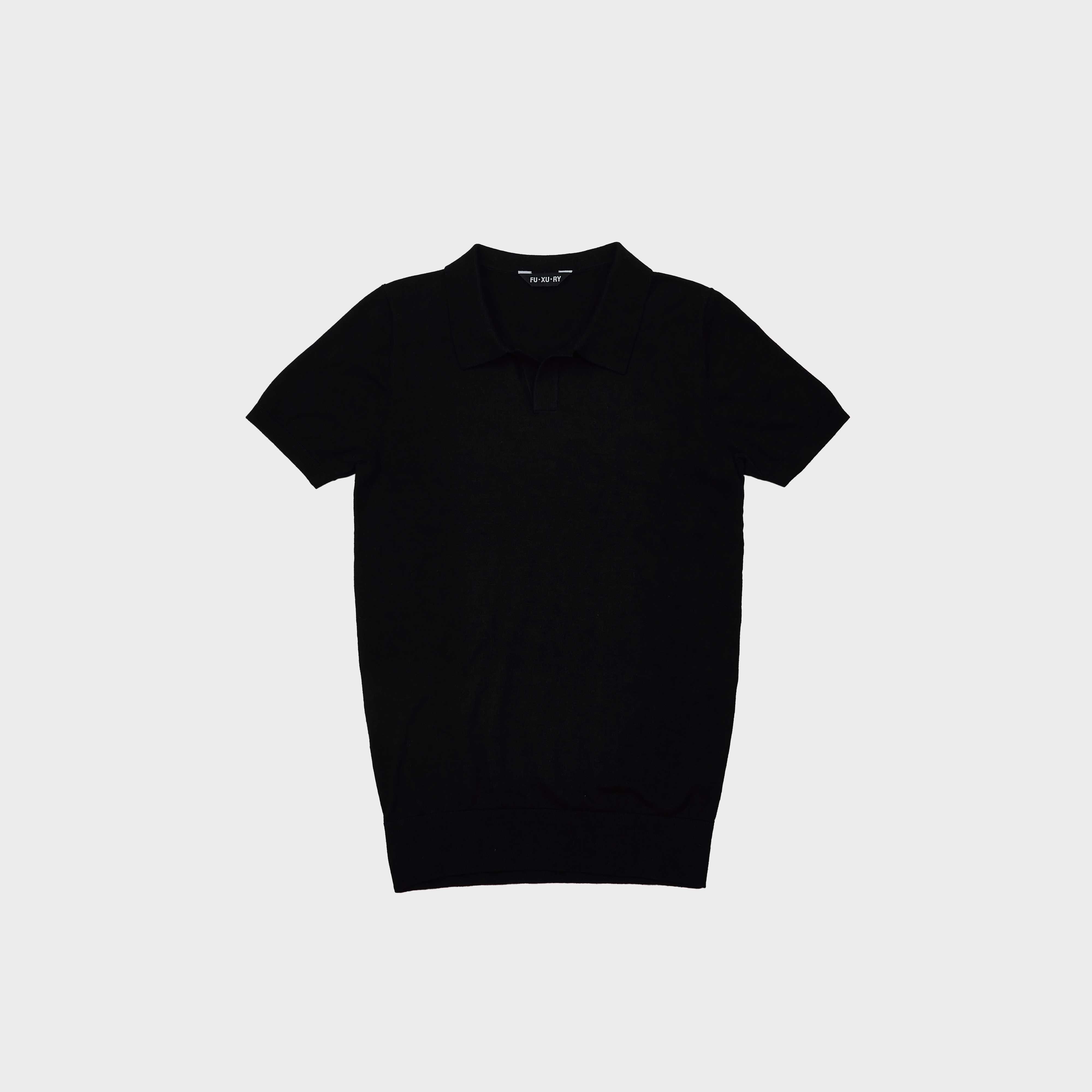 'Johnny' Knit Polo Black