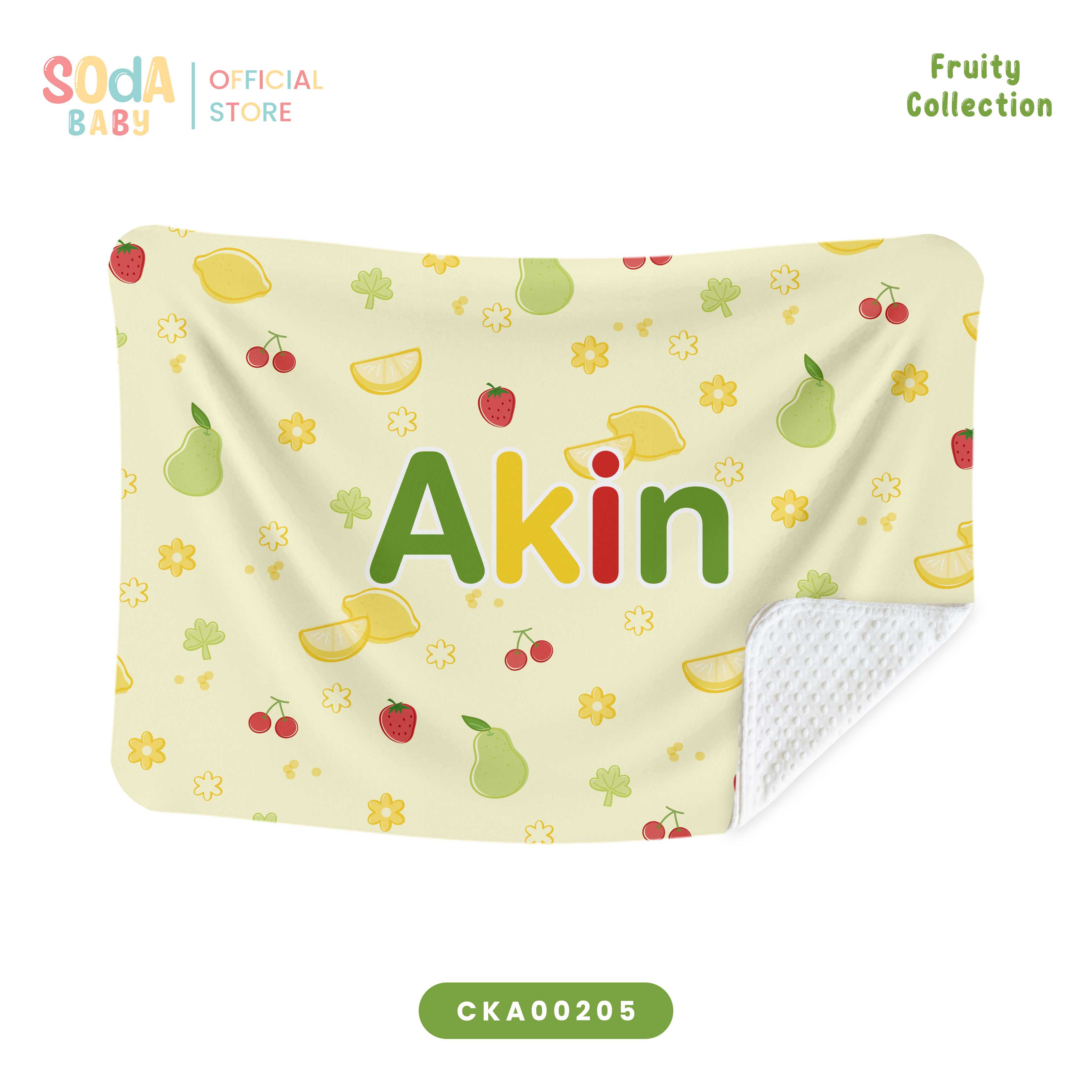 ผ้าห่มเด็ก ใส่ชื่อได้ ลาย Mixed Fruit (Yellow) 🍒 Fruity Collection รหัส CKA00205  #ผ้าห่ม #SOdAbaby