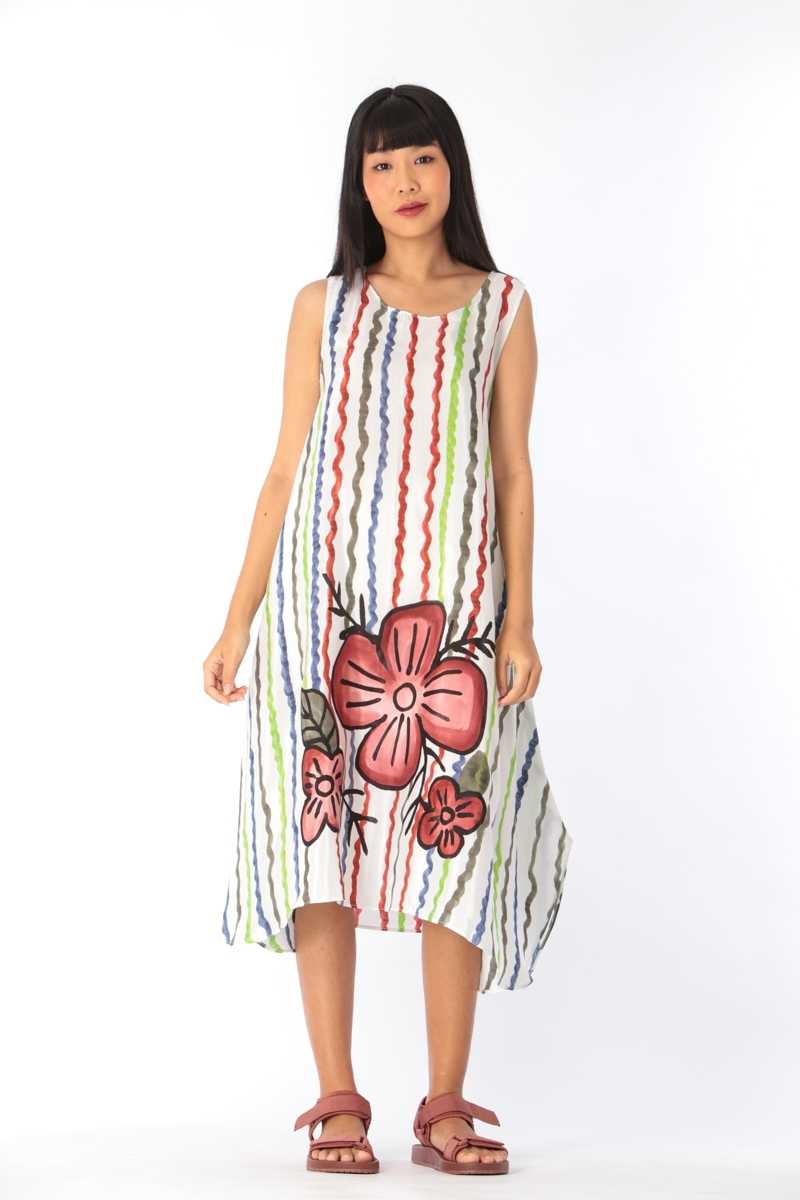 (Pre-Order) Sac Sleeveless Dress Cotton Silk Hand paint