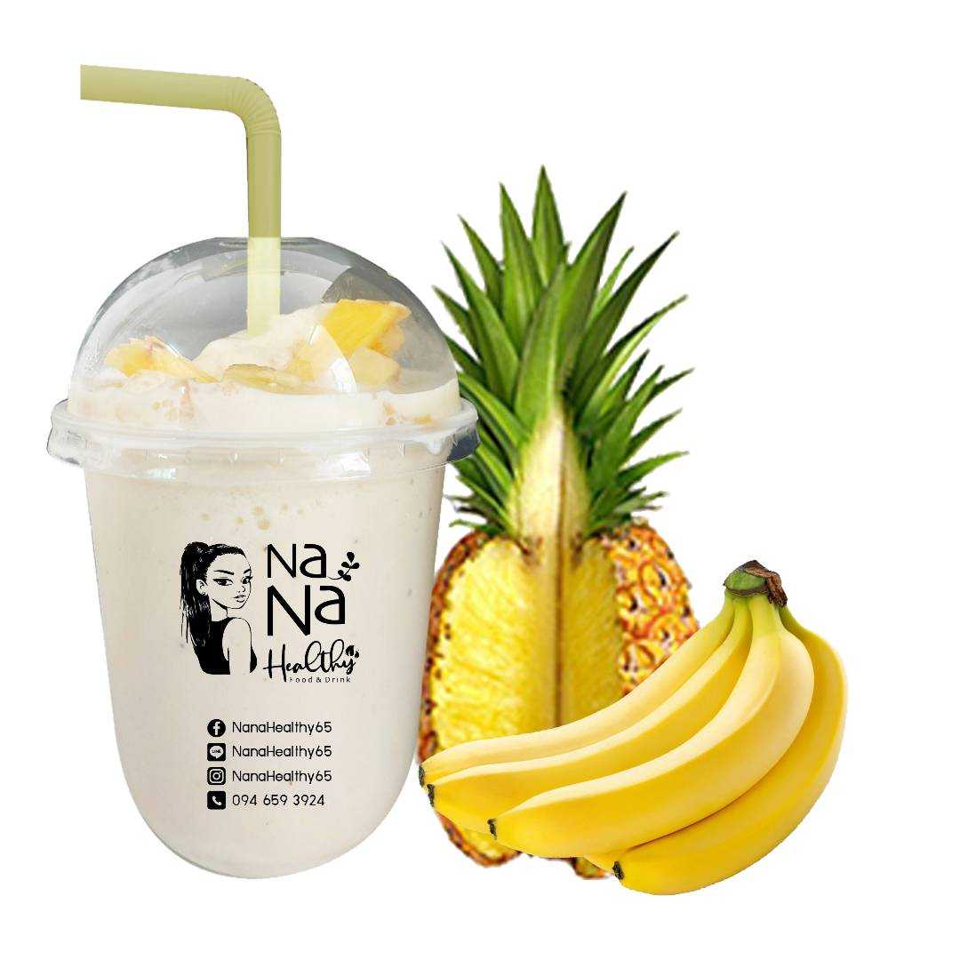 สมูทตี้โยเกิร์ต กล้วยหอม+สับปะรด / Banana + Pineapple yogurt Smoothie