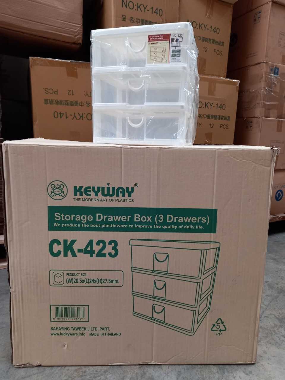กล่องลิ้นชักมินิ 3 ชั้้น CK-423 บรรจุ 12 ชิ้น/ ลัง